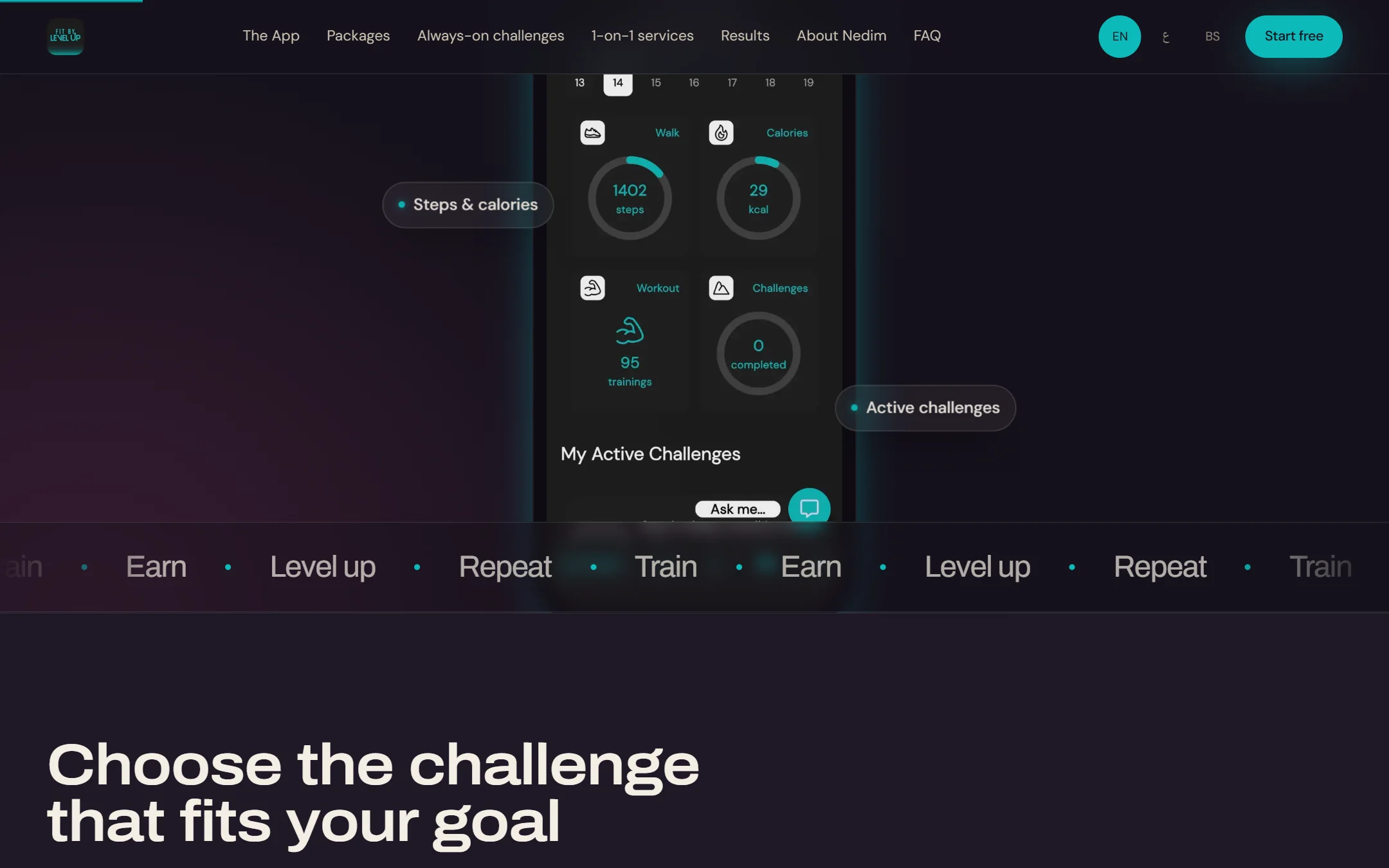 Fit by Level Up: druga sekcija na laptopu