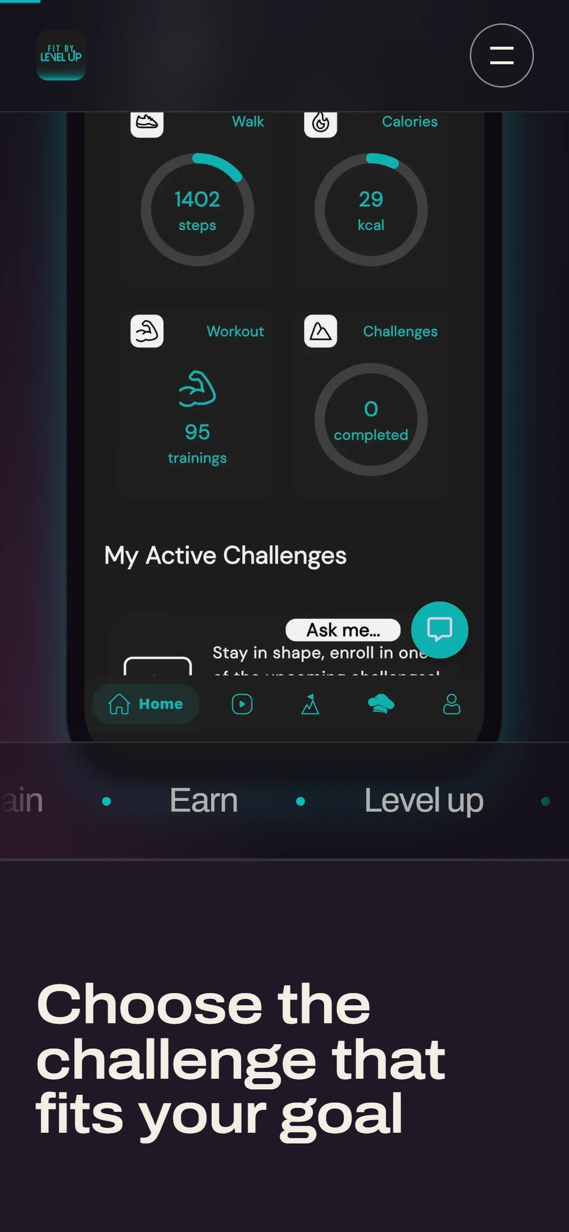 Fit by Level Up: druga sekcija na mobitelu