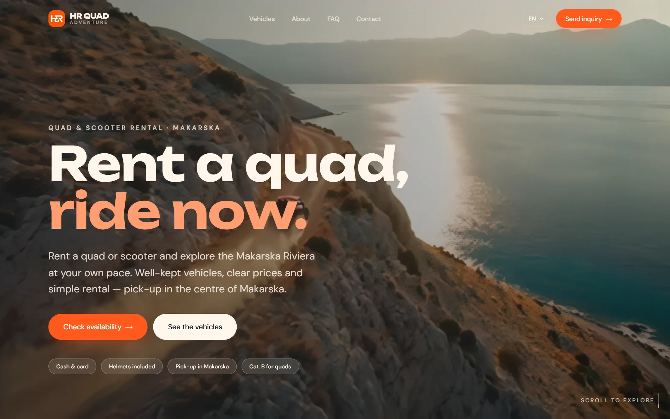 HR Quad Adventure: homepage on a laptop