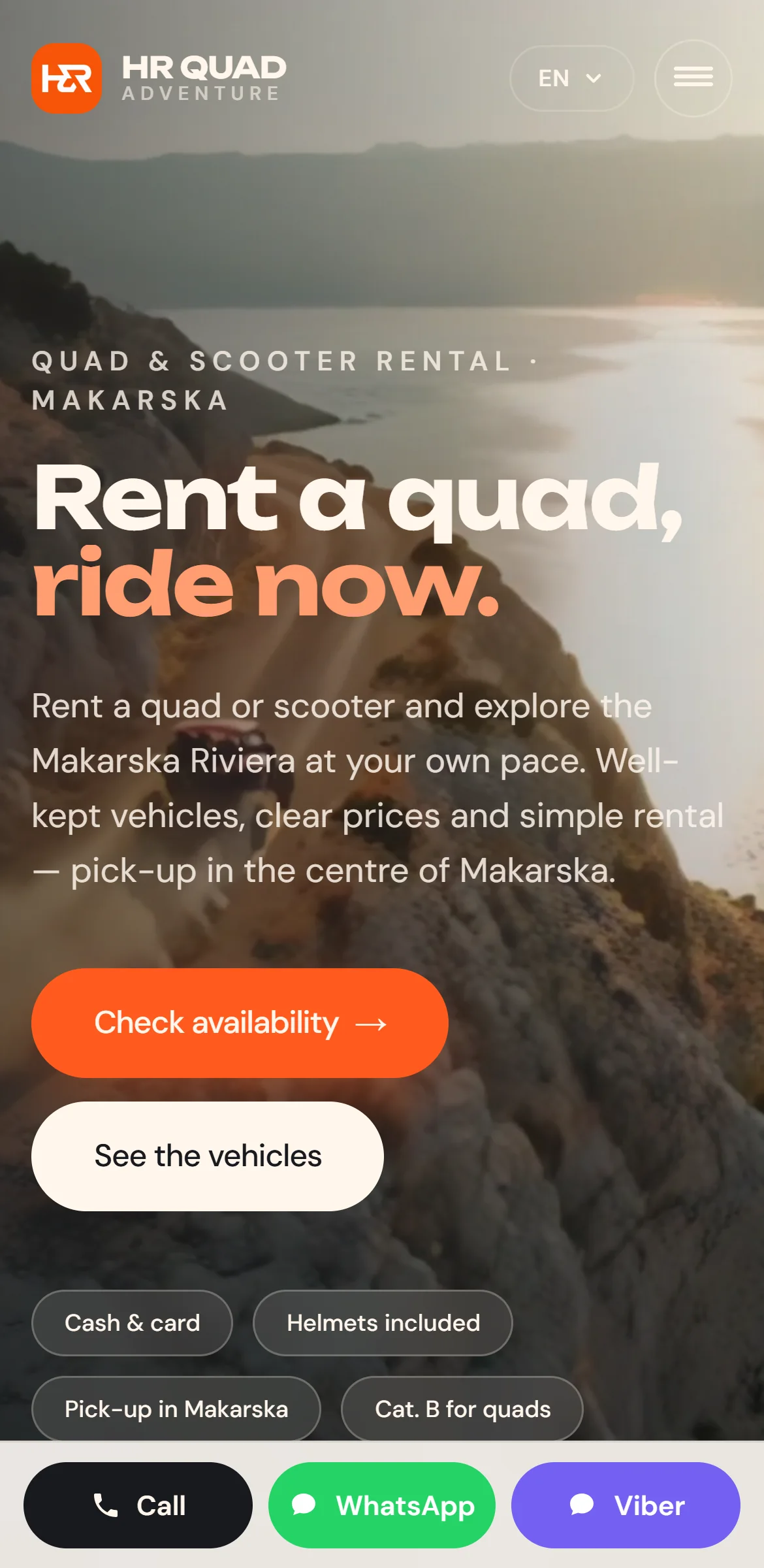 HR Quad Adventure: homepage on a phone